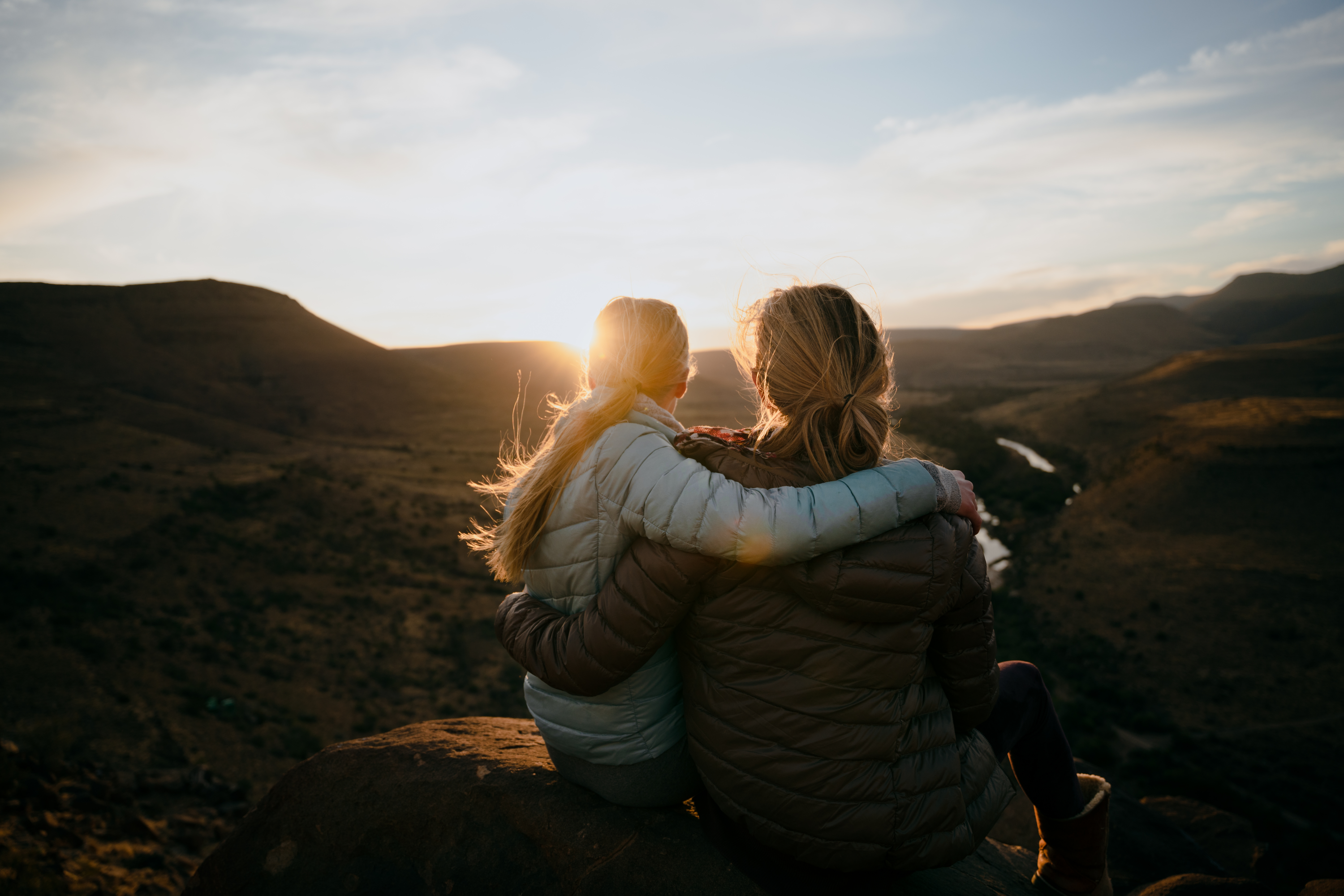 Two people embracing
