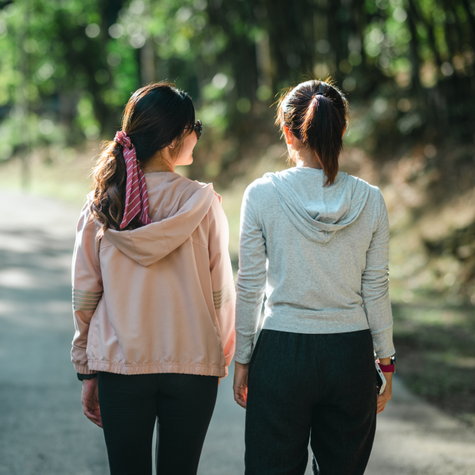 Two people walking